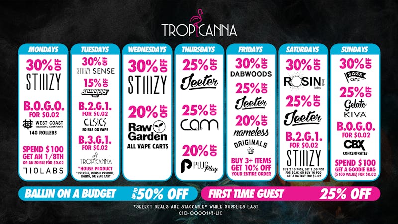 Tropicanna Dispensary and Weed Delivery - Tustin Ballin on a Budget | 50% Off