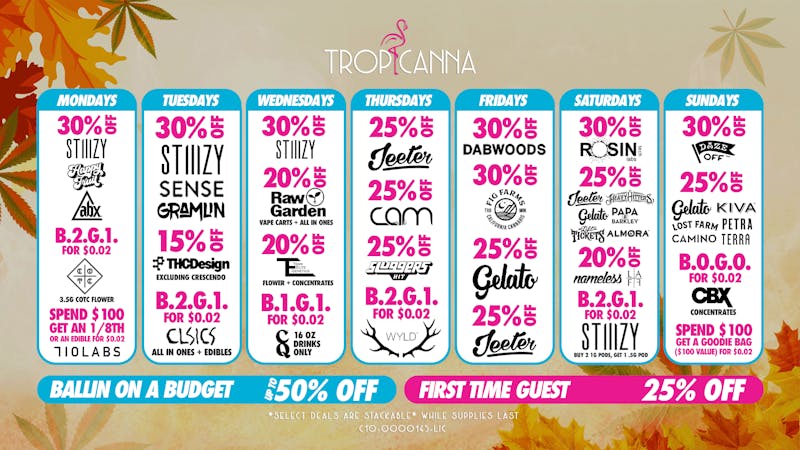 Tropicanna Dispensary and Weed Delivery - Anaheim Hills/ Orange Ballin on a Budget | 50% Off