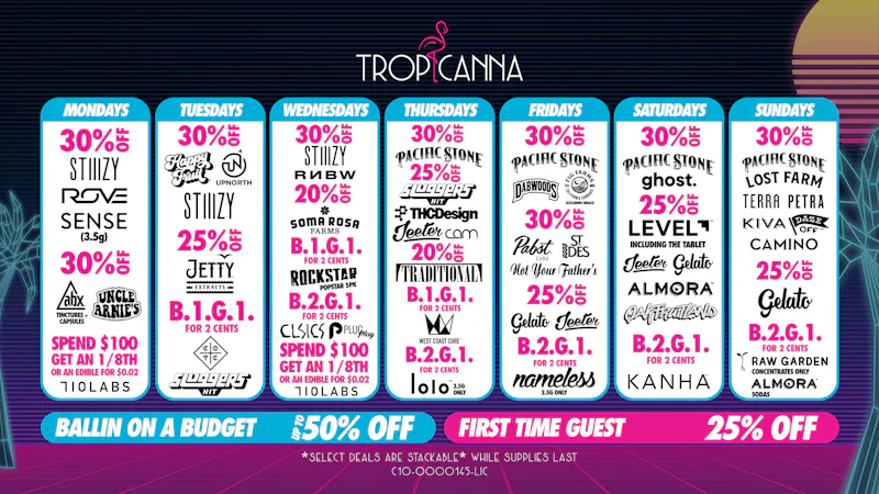 Tropicanna Dispensary and Weed Delivery - Anaheim Hills/ Orange Ballin on a Budget | 50% Off
