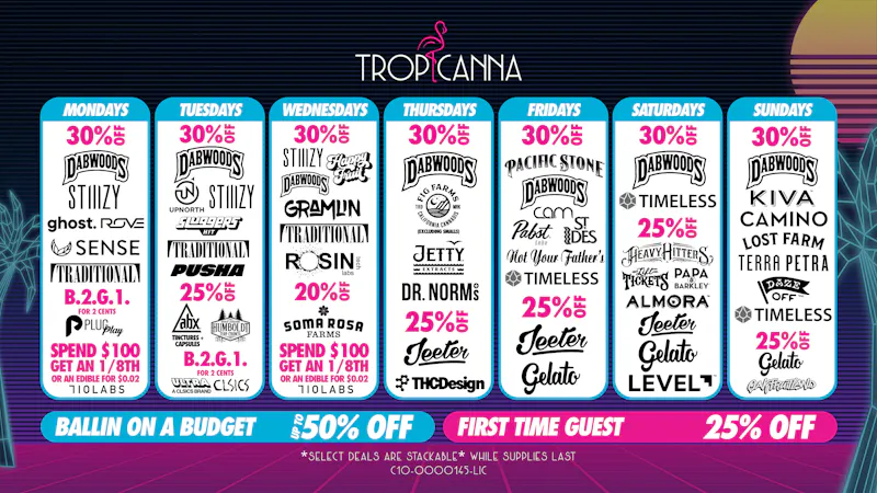 Tropicanna Dispensary and Weed Delivery - Anaheim Hills/ Orange Ballin on a Budget | 50% Off