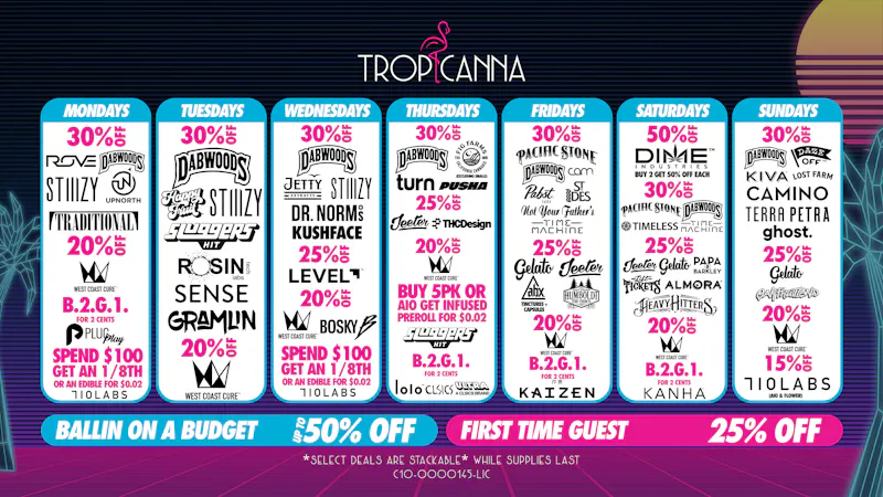 Tropicanna Dispensary and Weed Delivery - Huntington Beach Ballin on a Budget | 50% Off
