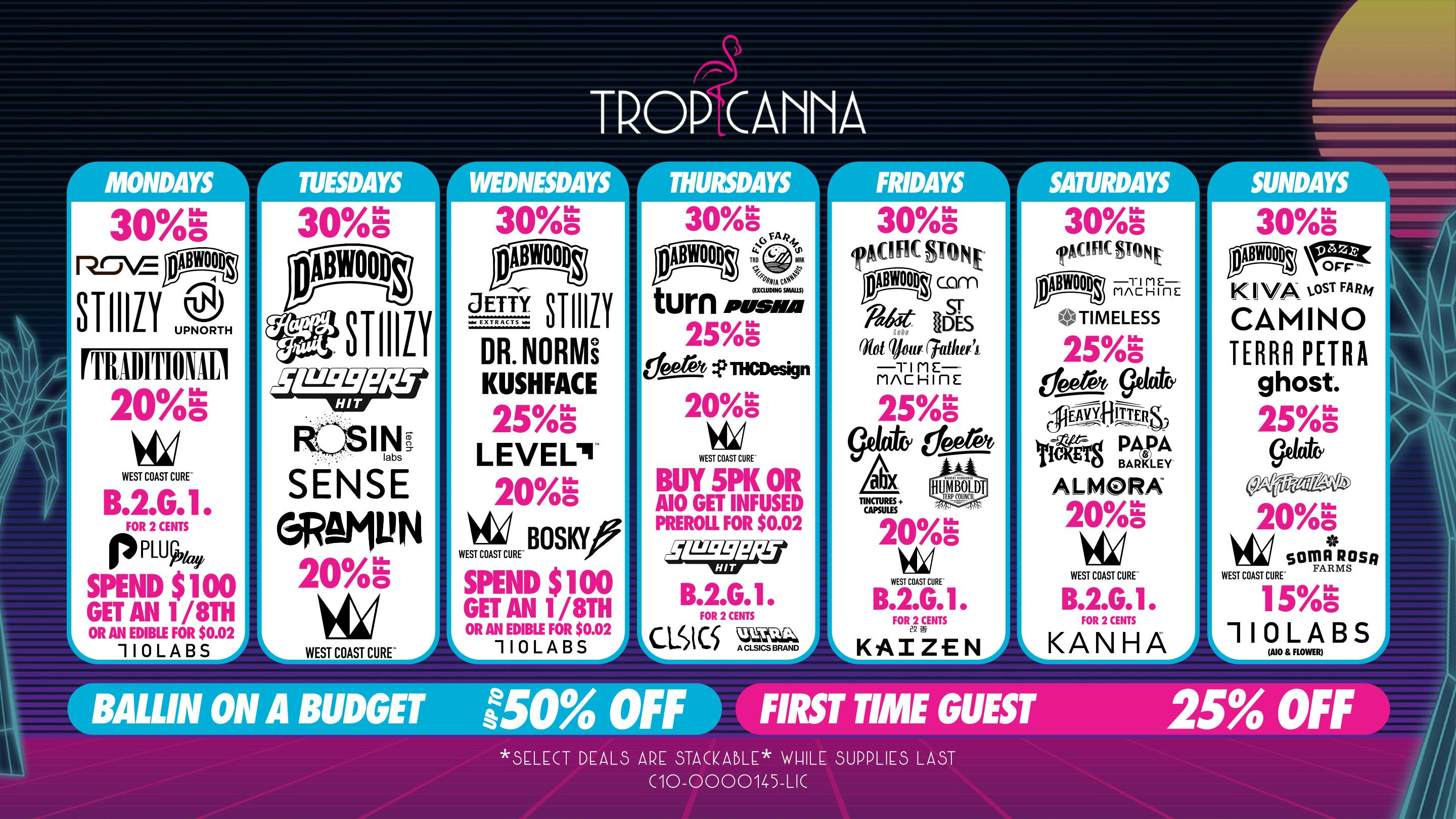 Tropicanna Dispensary and Weed Delivery Ballin on a Budget | Up To 50% Off