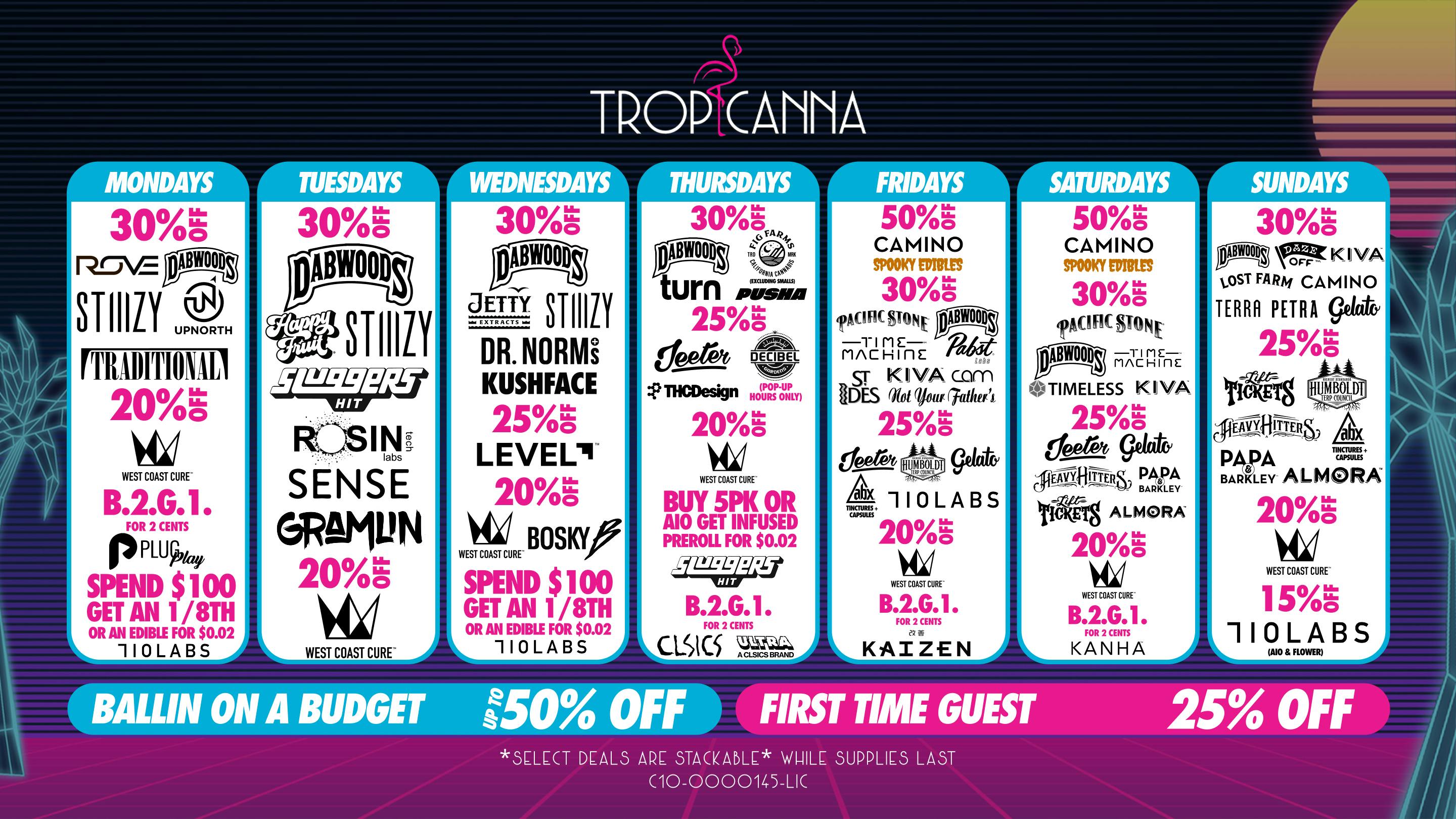 Tropicanna Dispensary and Weed Delivery Ballin on a Budget | Up To 50% Off