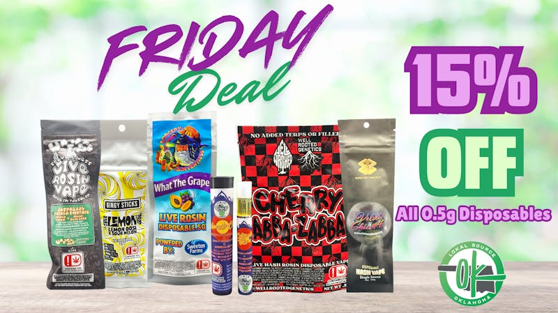 Lokal Source Friday Deal! All 0.5g Rosin Disposables 15% OFF!!