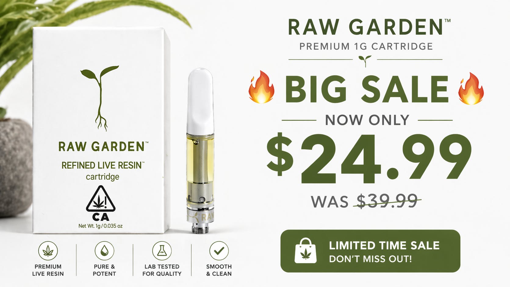 Bleu Diamond 🌱 RAW GARDEN – 1G CARTRIDGE SALE Now Only $24.99