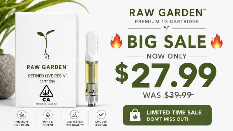 Bleu Diamond 🌱 RAW GARDEN – 1G CARTRIDGE SALE Now Only $27.99