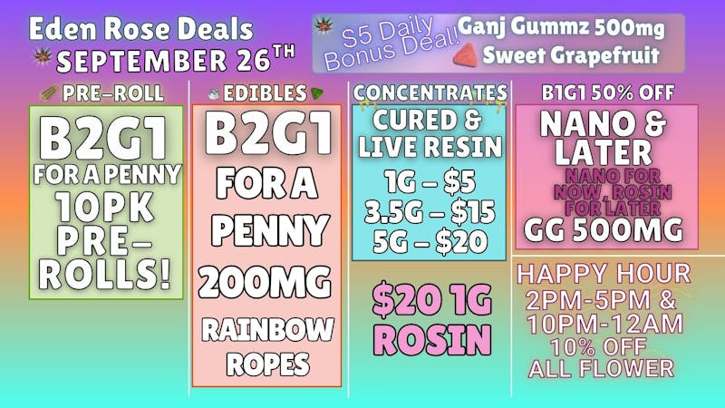 Bloom Cannabis Co - Mustang EDEN ROSE SPETEMBER DEALS