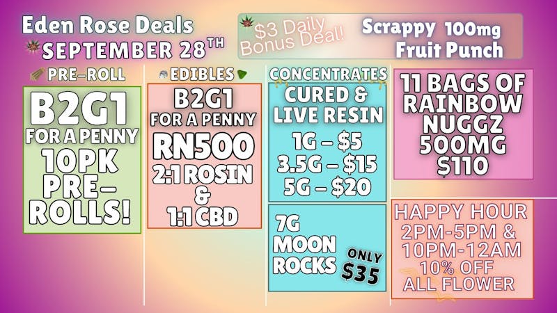 Bloom Cannabis Co - Mustang EDEN ROSE SPETEMBER DEALS