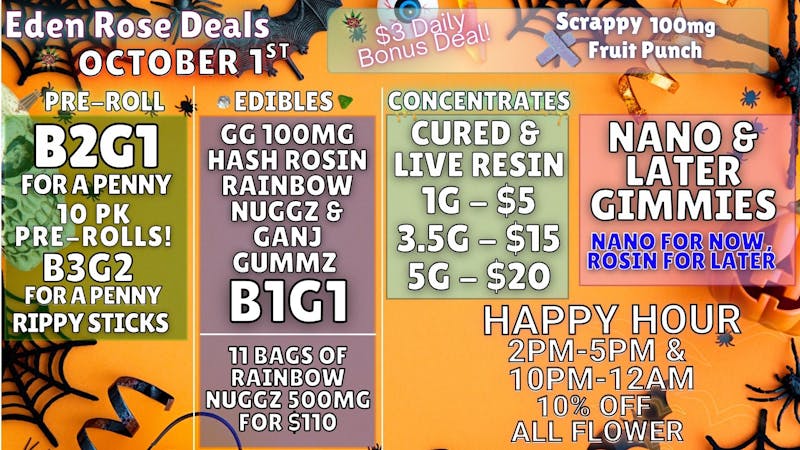 Eden Rose Dispensary EDEN ROSE OCTOBER DEALS