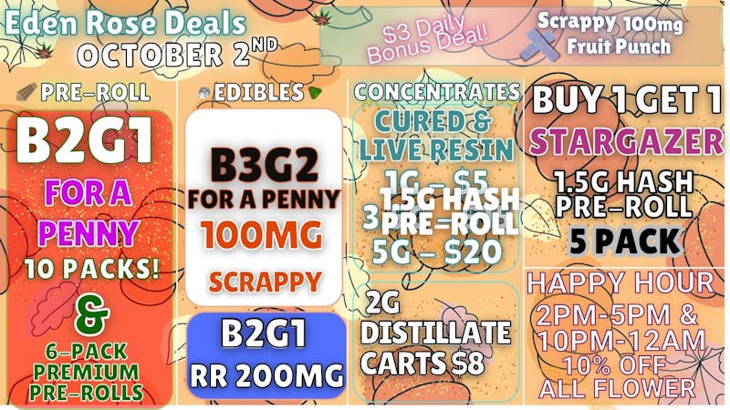 Eden Rose Dispensary EDEN ROSE OCTOBER DEALS