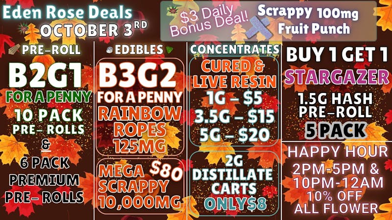 Nature's Cure Dispensary EDEN ROSE OCTOBER DEALS