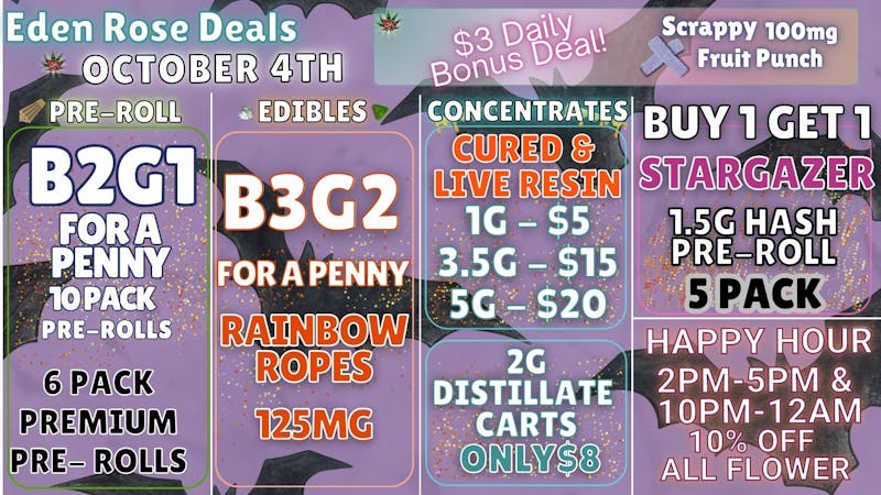 Eden Rose Dispensary - South EDEN ROSE OCTOBER DEALS