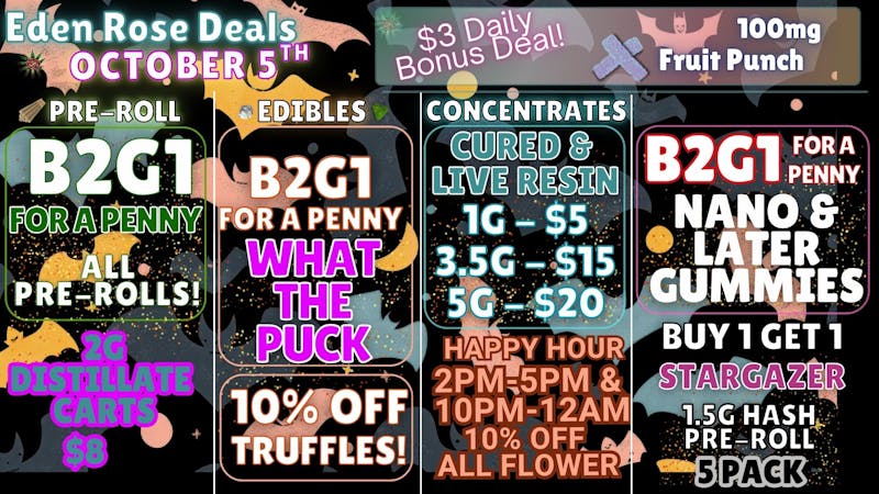 Nature's Cure Dispensary EDEN ROSE OCTOBER DEALS