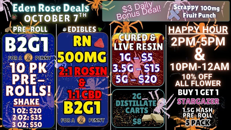Nature's Cure Dispensary EDEN ROSE OCTOBER DEALS
