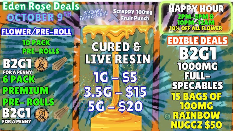 Eden Rose Dispensary EDEN ROSE OCTOBER DEALS