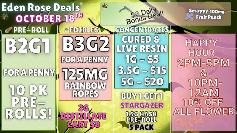 Eden Rose Dispensary EDEN ROSE OCTOBER DEALS