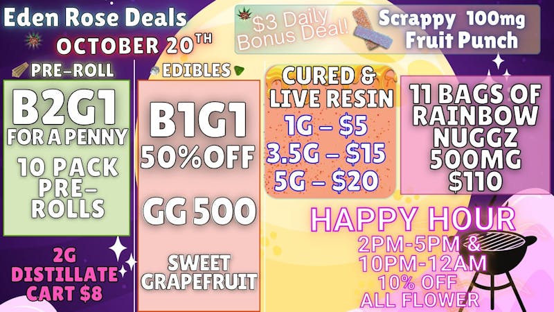 Eden Rose Dispensary EDEN ROSE OCTOBER DEALS