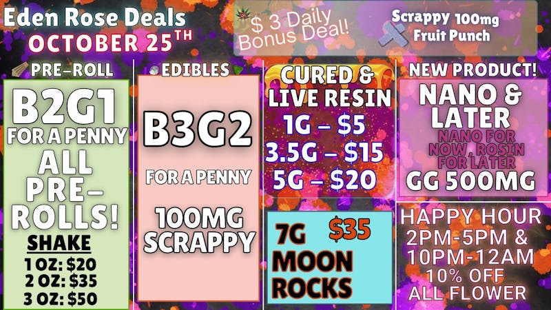 Nature's Cure Dispensary EDEN ROSE OCTOBER DEALS