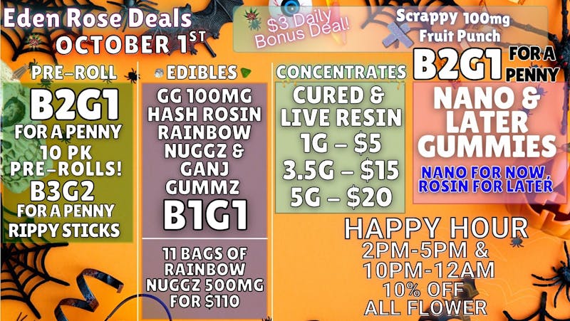 Eden Rose Dispensary EDEN ROSE OCTOBER DEALS