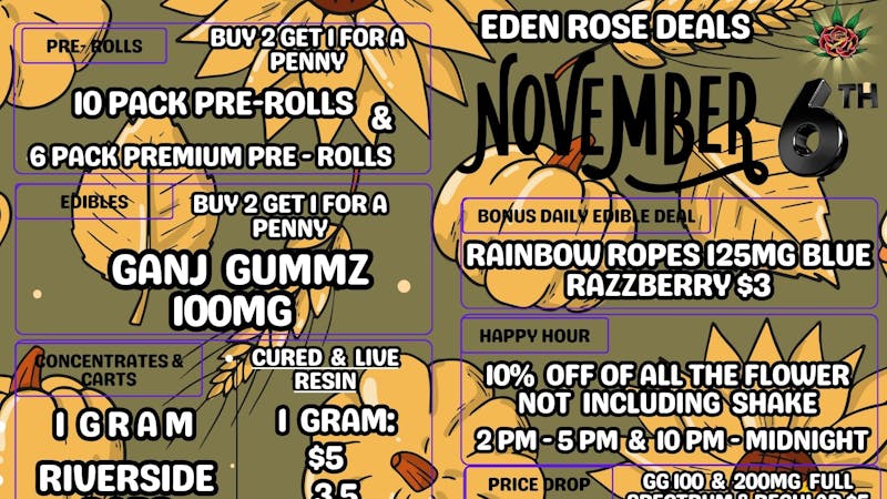 Eden Rose Dispensary EDEN ROSE NOVEMBER 2025 DEALS