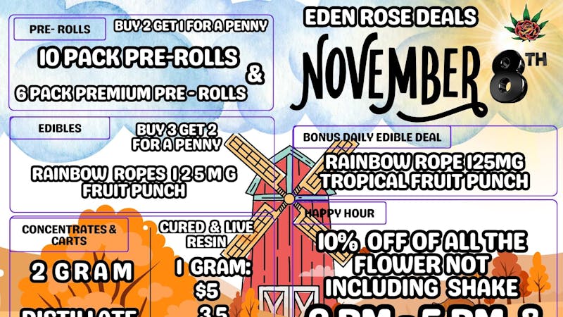 Bloom Cannabis Co - Mustang EDEN ROSE NOVEMBER 2025 DEALS
