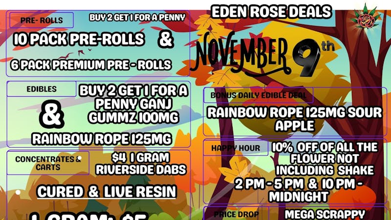 Nature's Cure Dispensary EDEN ROSE NOVEMBER 2025 DEALS