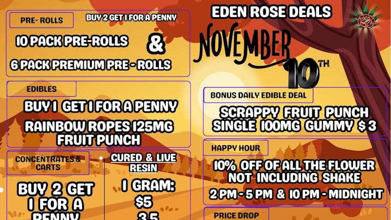 Eden Rose Dispensary - South EDEN ROSE NOVEMBER 2025 DEALS