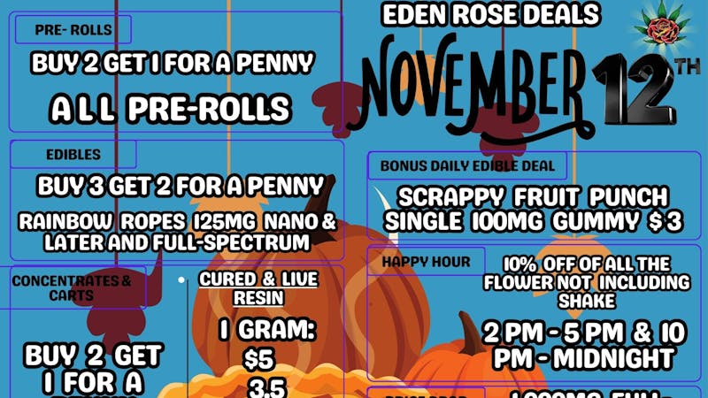 Nature's Cure Dispensary EDEN ROSE NOVEMBER 2025 DEALS