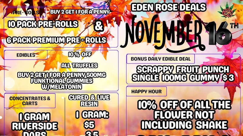Eden Rose Dispensary - South EDEN ROSE NOVEMBER 2025 DEALS