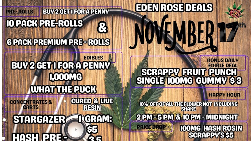 Eden Rose Dispensary EDEN ROSE NOVEMBER 2025 DEALS