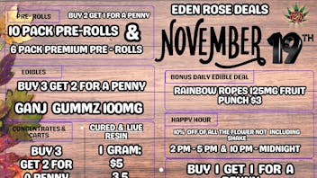 Eden Rose Dispensary EDEN ROSE NOVEMBER 2025 DEALS