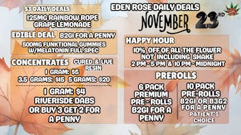 Bloom Cannabis Co - Mustang EDEN ROSE NOVEMBER 2025 DEALS