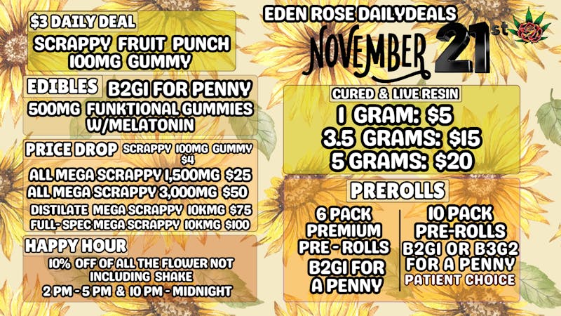 Eden Rose Dispensary - South EDEN ROSE NOVEMBER 2025 DEALS