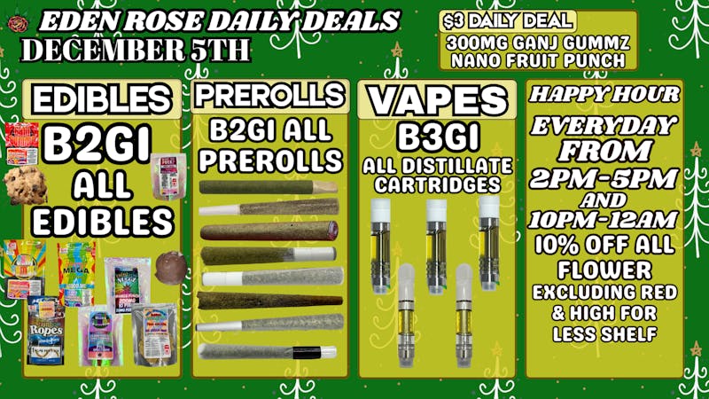 Nature's Cure Dispensary EDEN ROSE DAILY DEALS 12.5.25