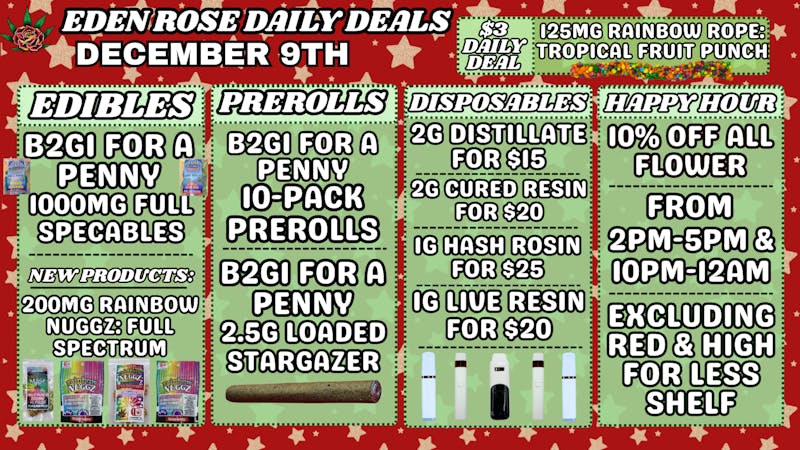 Eden Rose Dispensary - South EDEN ROSE DAILY DEALS 12.9.25