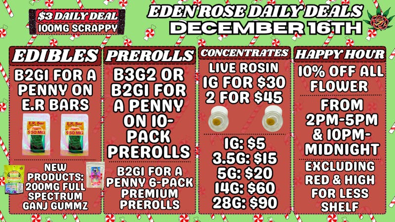 Eden Rose Dispensary - South EDEN ROSE DAILY DEALS 12.16.25