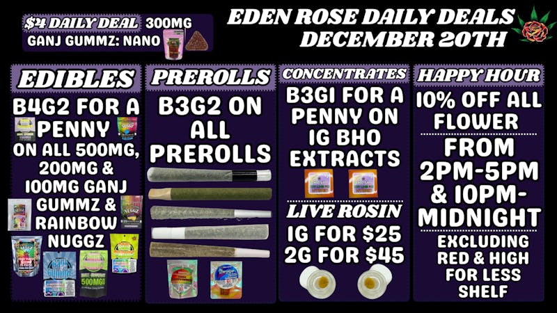 Bloom Cannabis Co - Mustang EDEN ROSE DAILY DEALS 12.20.25