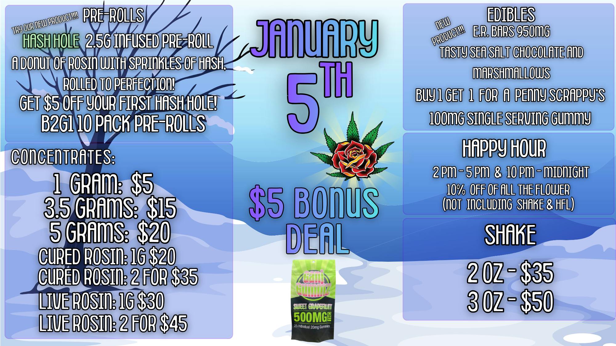 Eden Rose Dispensary $5 OFF FIRST HASH HOLE 2.5G INFUSED PRE ROLL