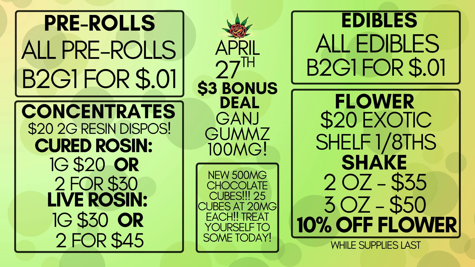 Eden Rose Dispensary Eden Rose Daily Deals 4/27/26
