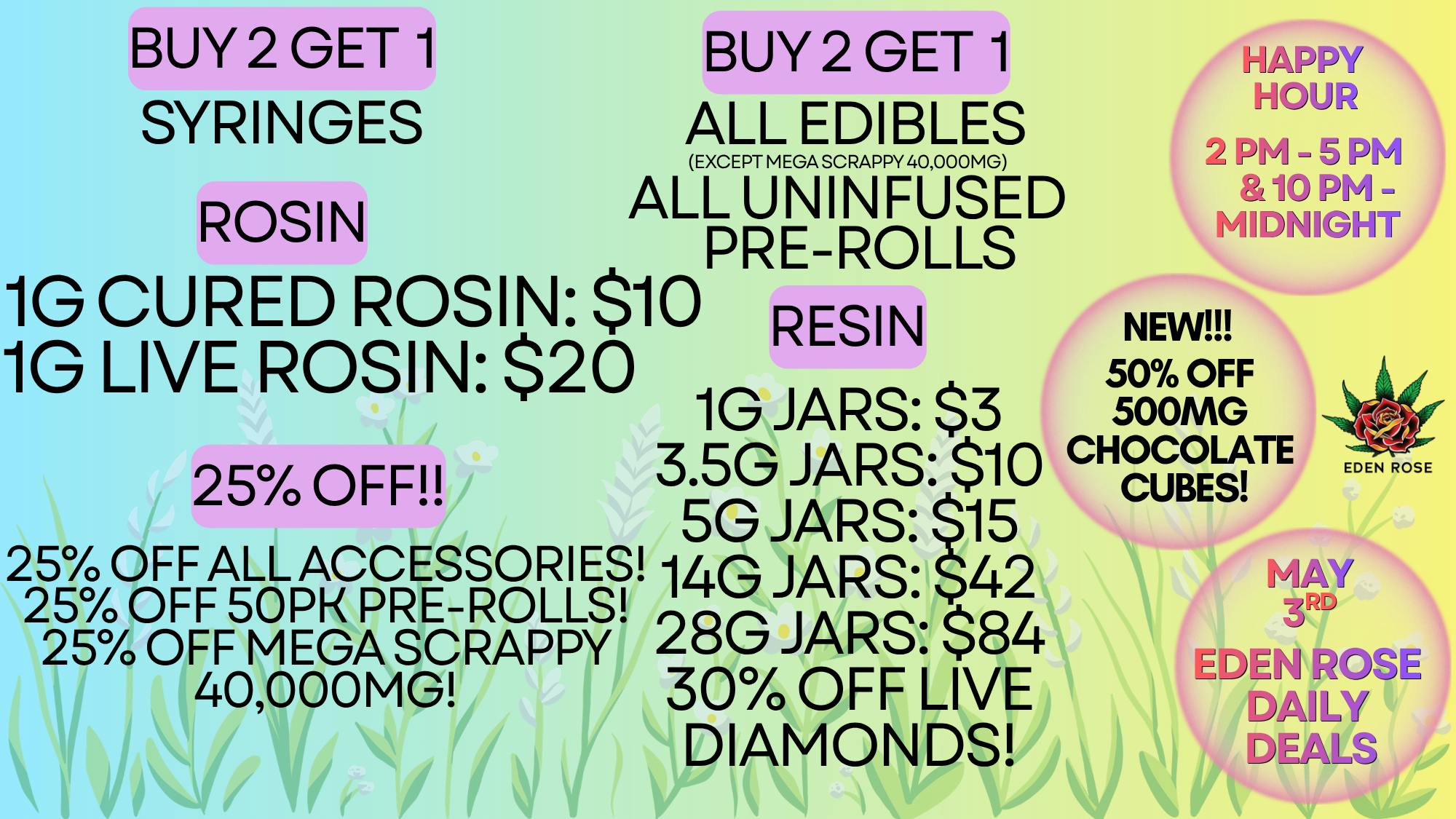 Nature's Cure Dispensary Eden Rose Daily Deals 5/03/26