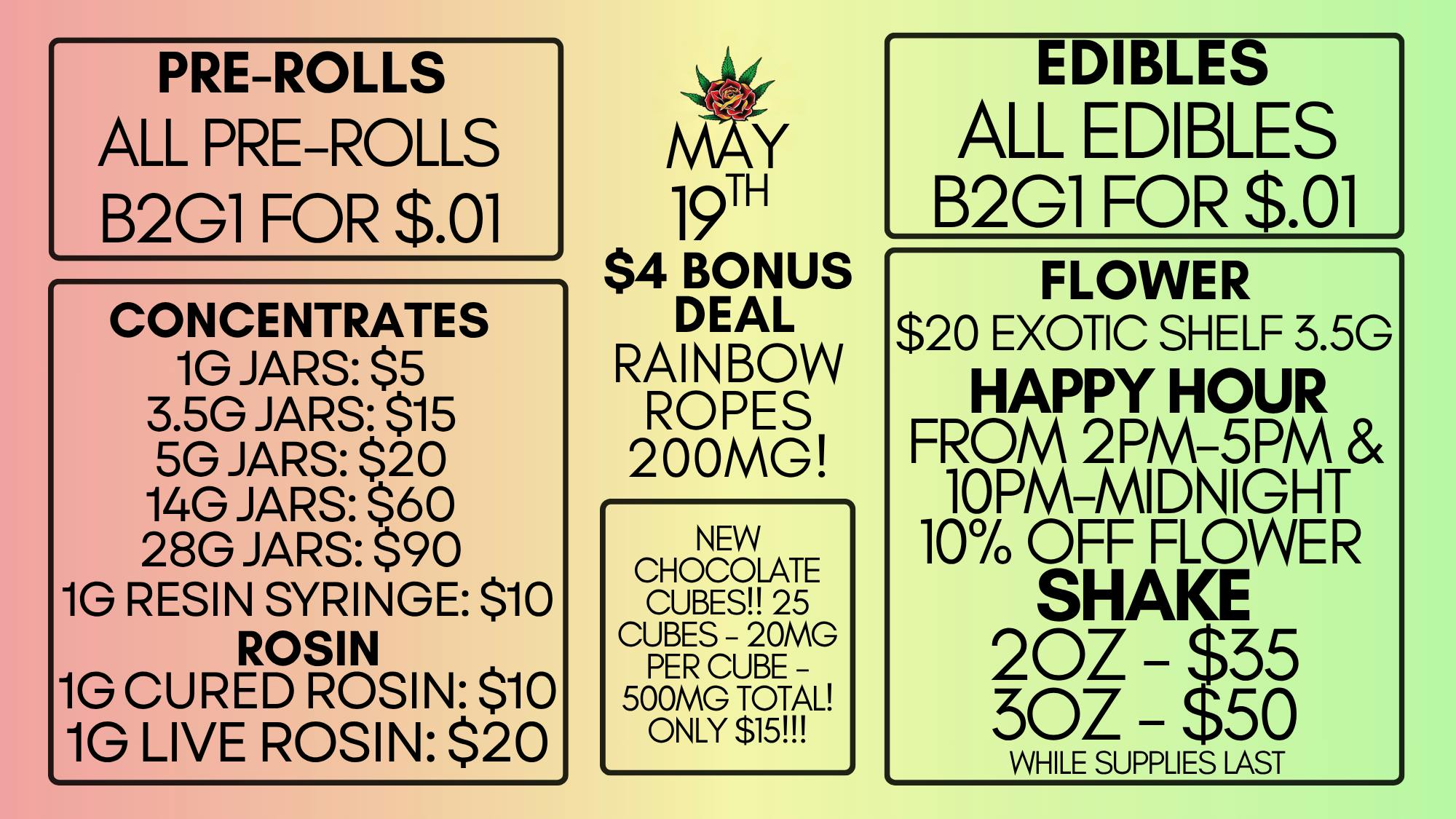 Nature's Cure Dispensary Eden Rose Daily Deals 5/19/26