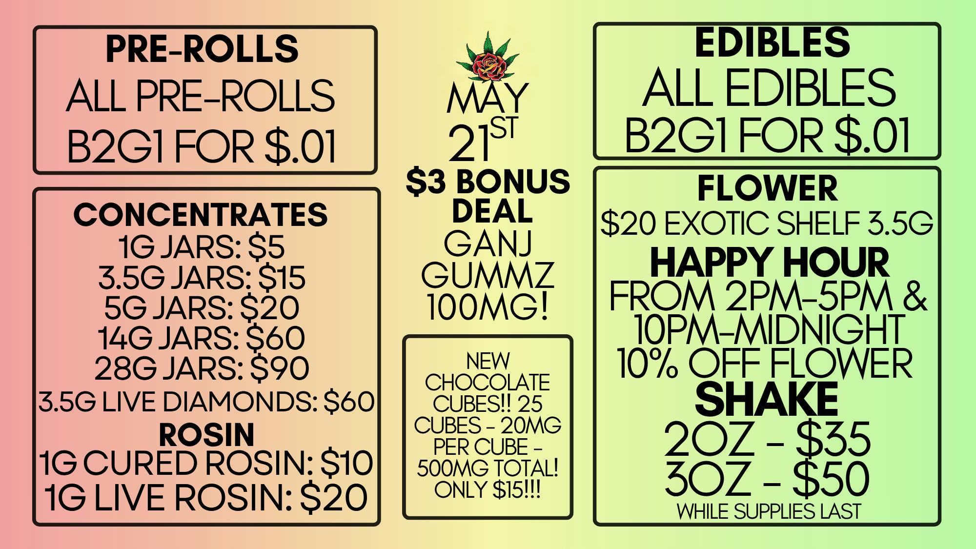 Eden Rose Dispensary - South Eden Rose Daily Deals 5/21/26
