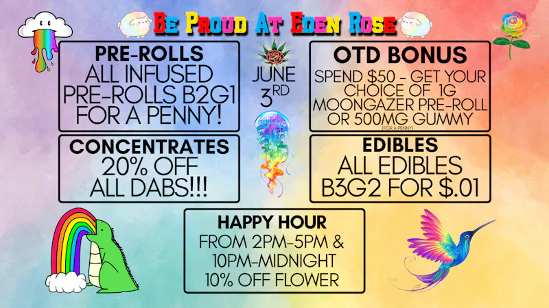 Eden Rose Dispensary Eden Rose Daily Deals 6/3/26
