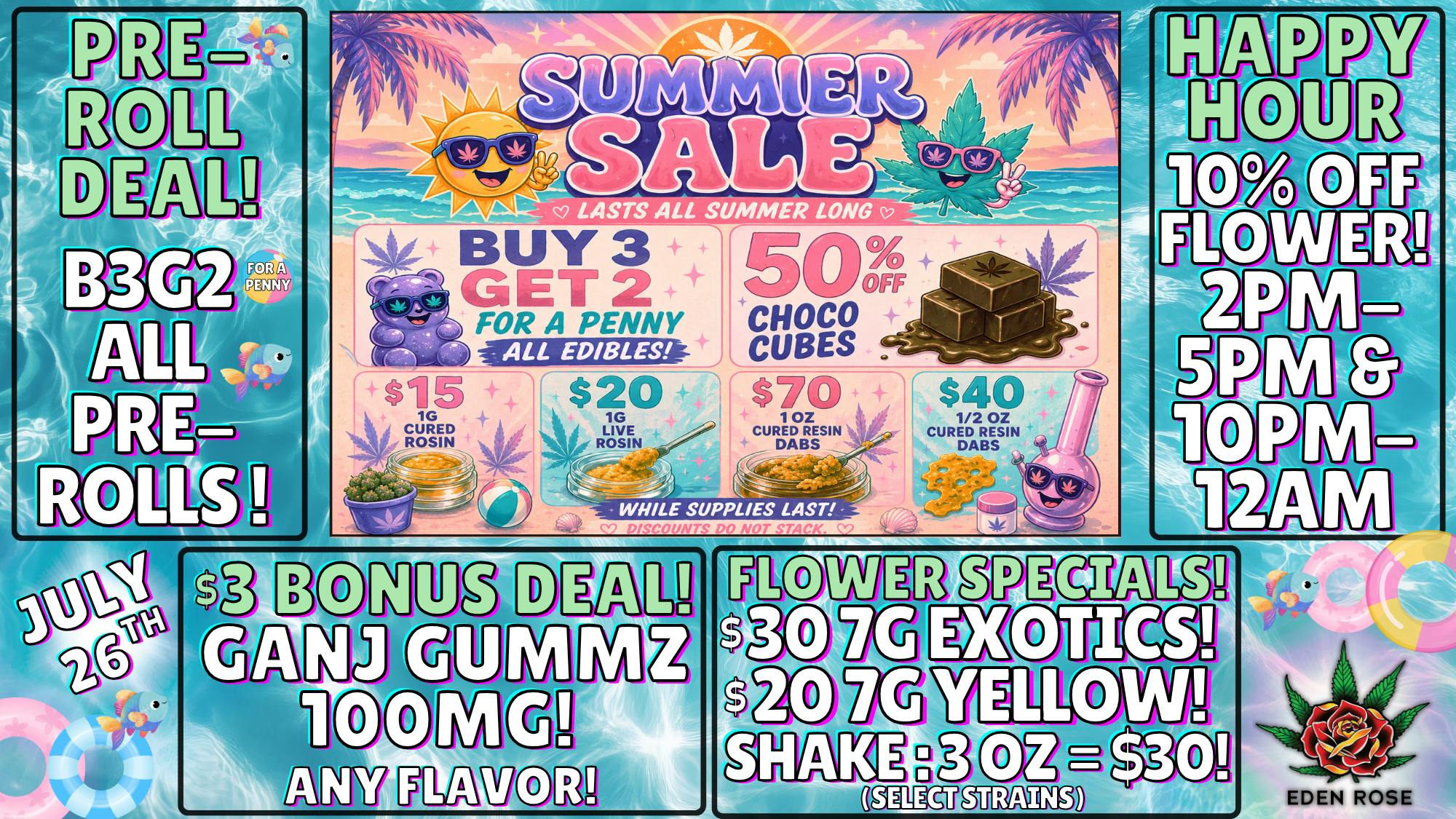 Eden Rose Dispensary Eden Rose Daily Deals 07/26/2026