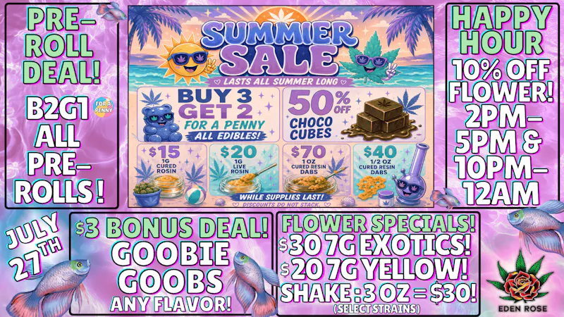 Eden Rose Dispensary - South Eden Rose Daily Deals 07/27/2026