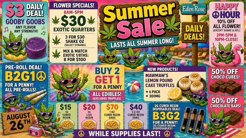Eden Rose Dispensary Eden Rose Deals 08/26/2026