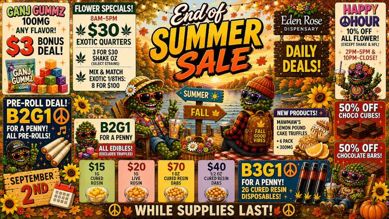 Eden Rose Dispensary Eden Rose Daily Deals 09/02/2026