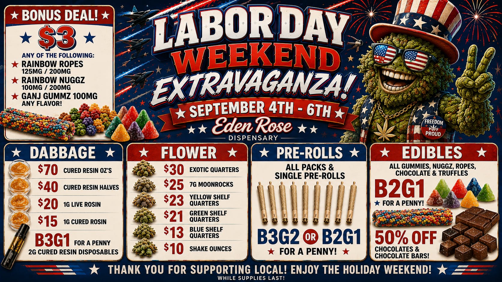 Eden Rose Dispensary Eden Rose Labor Day Deals!