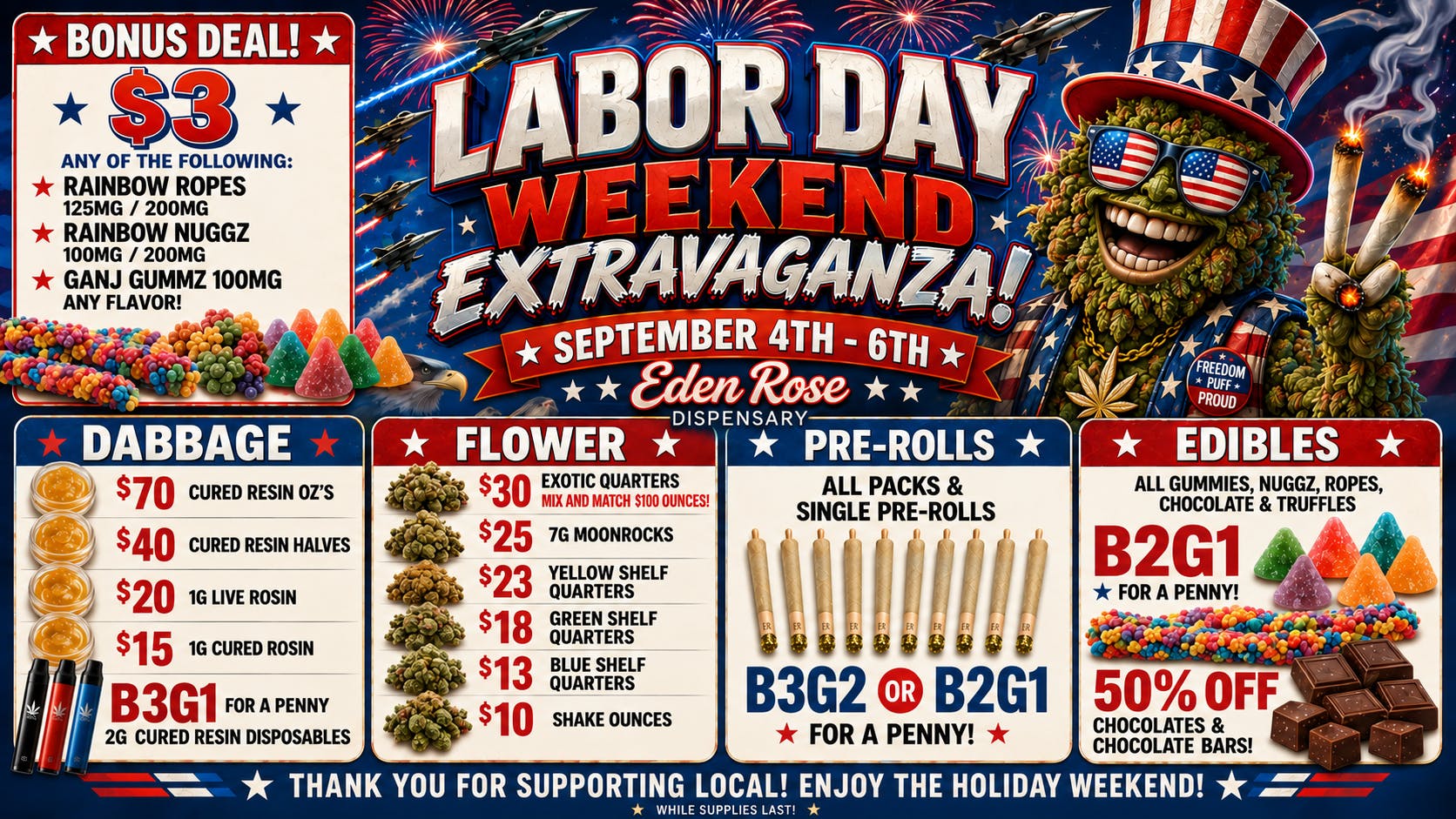 Eden Rose Dispensary Eden Rose Labor Day Deals!