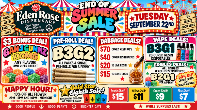 Eden Rose Dispensary - South Eden Rose Daily Deals 09/22/2026